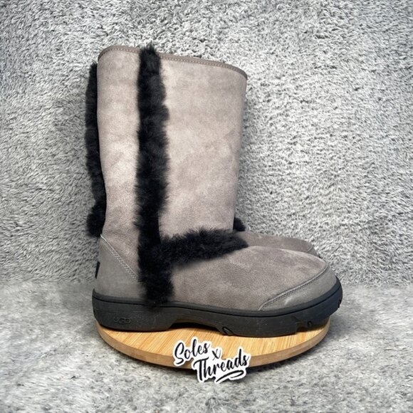 UGG Sunburst Tall Boots Size 11 Women Grey Black 5218 - Picture 1 of 9